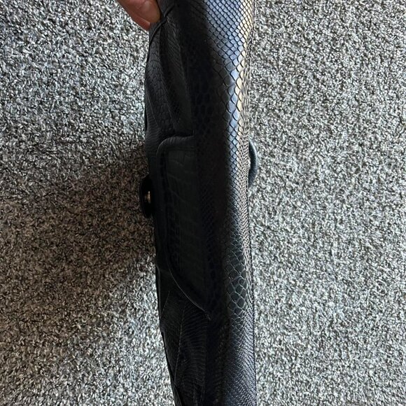 Vintage 80s Sigma Black Crocodile Print Leather Handbag Luxury Eclectic Grandma - Picture 6 of 7